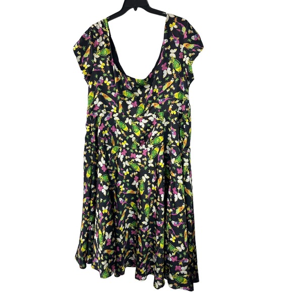 Eshakti Floral Butterfly Bird Dress V-Neck Cap Sleeve A-Line Plus Size 3X 26W - Picture 3 of 16